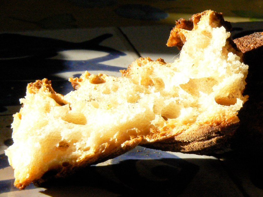 tartine de pain au soleil d'hiver